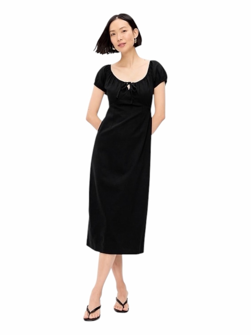 NWT! Old Navy Cotton Black Jack Short-Sleeve Scoop-Neck Midi Dress. Size Medium.
